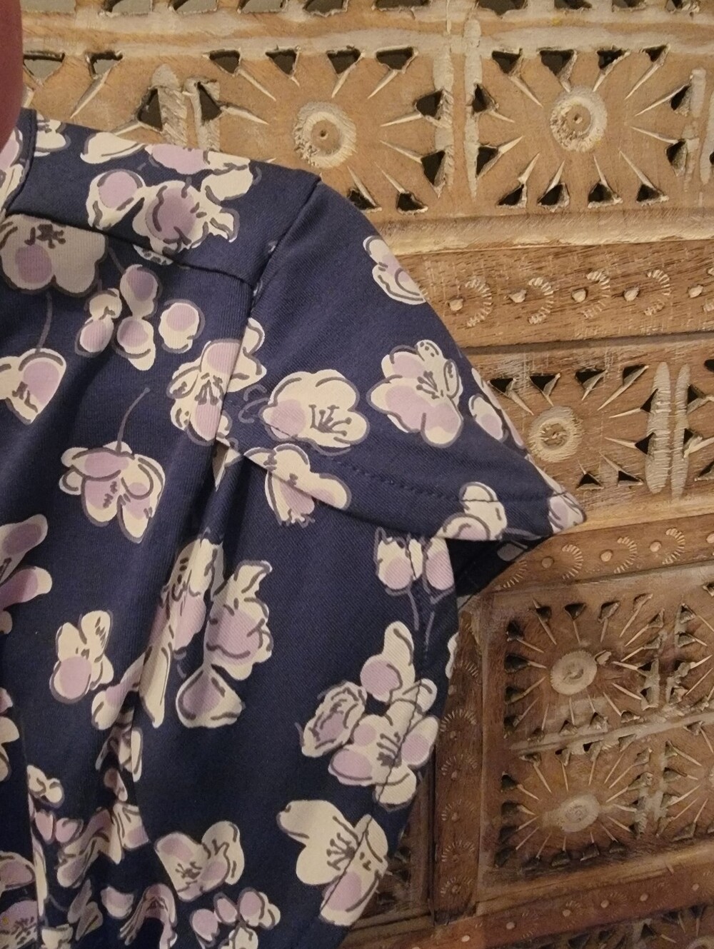 NWT Pact Organic Cotton Fit & Flare Petal Sleeve Dress Navy Floral Pockets Large - Picture 5 of 12